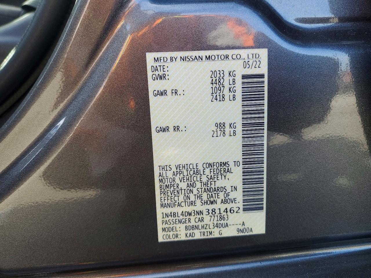 2022 NISSAN ALTIMA