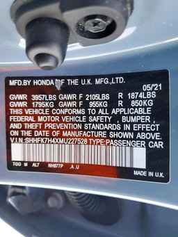 2021 HONDA CIVIC