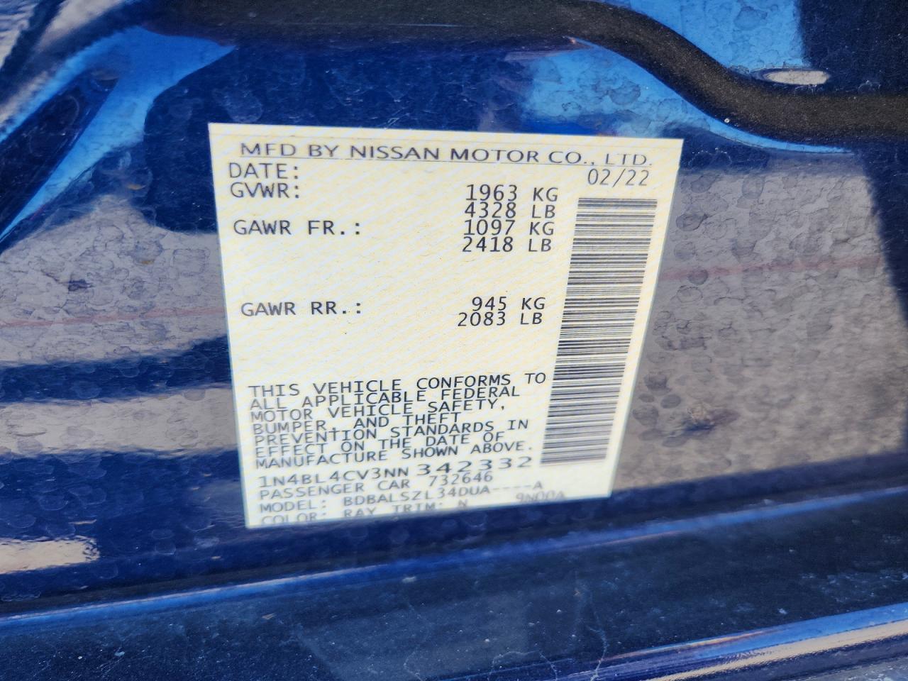2022 NISSAN ALTIMA