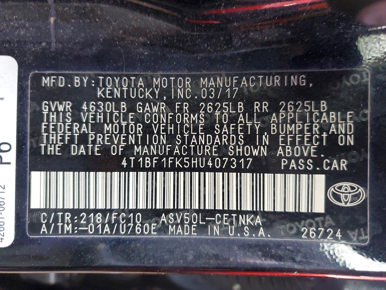 2017 TOYOTA CAMRY