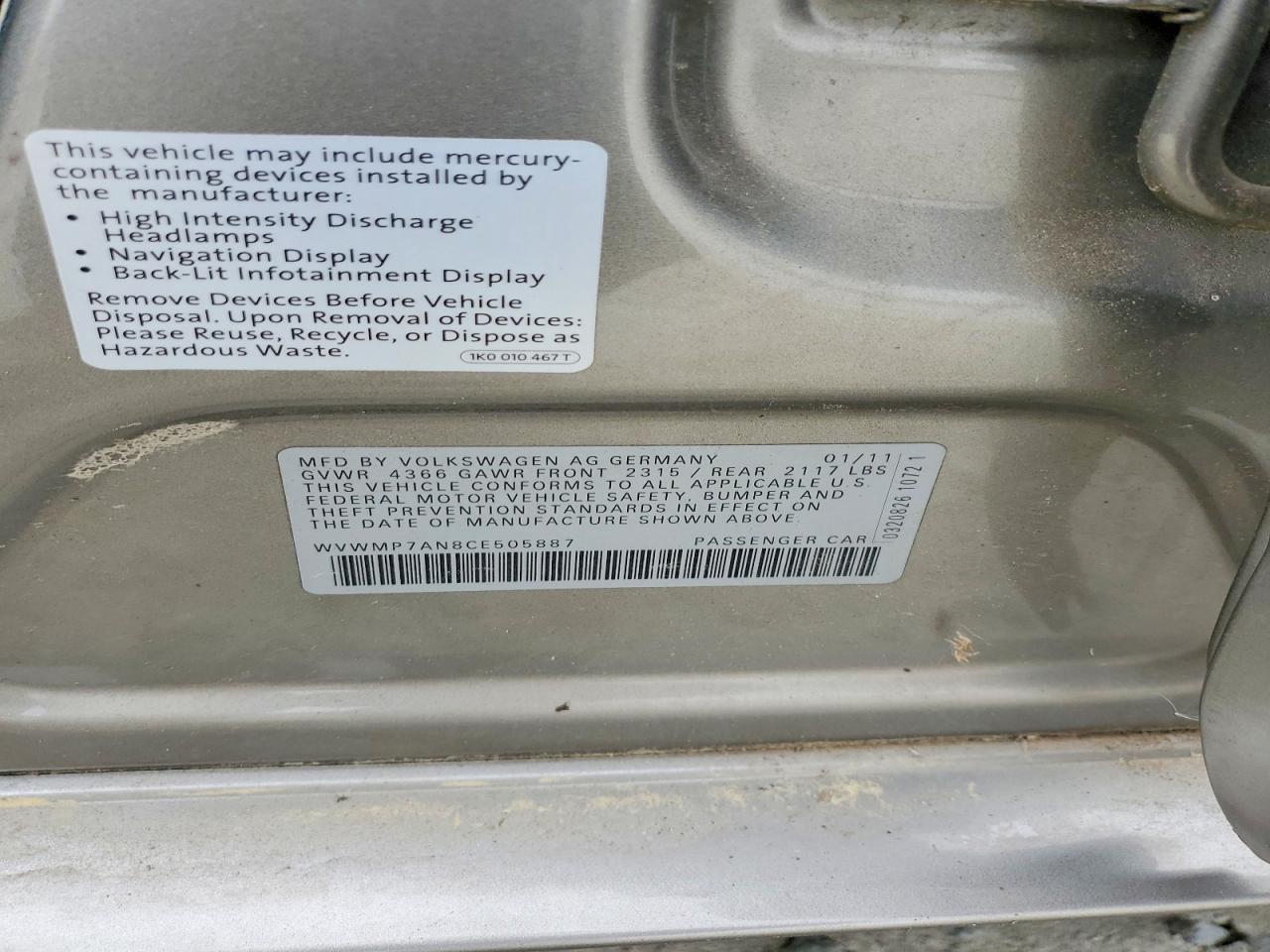 2012 VOLKSWAGEN CC