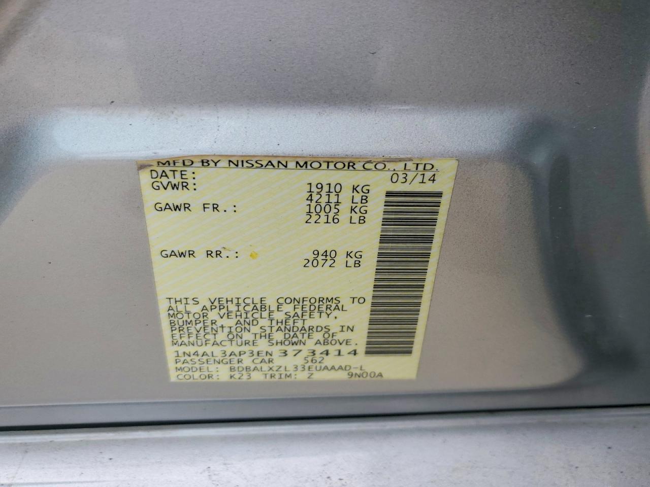 2014 NISSAN ALTIMA