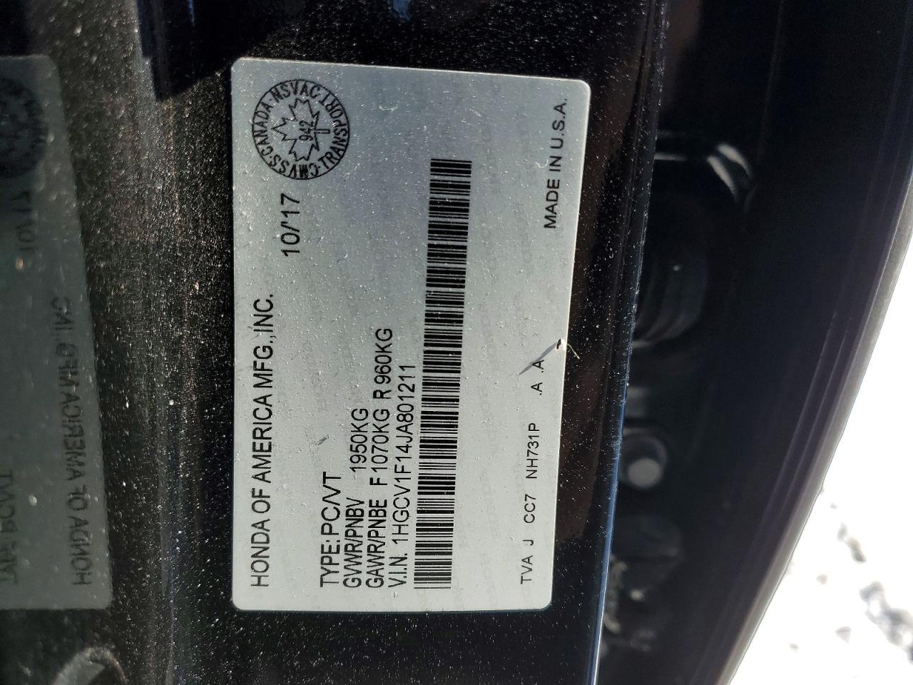 2018 HONDA ACCORD