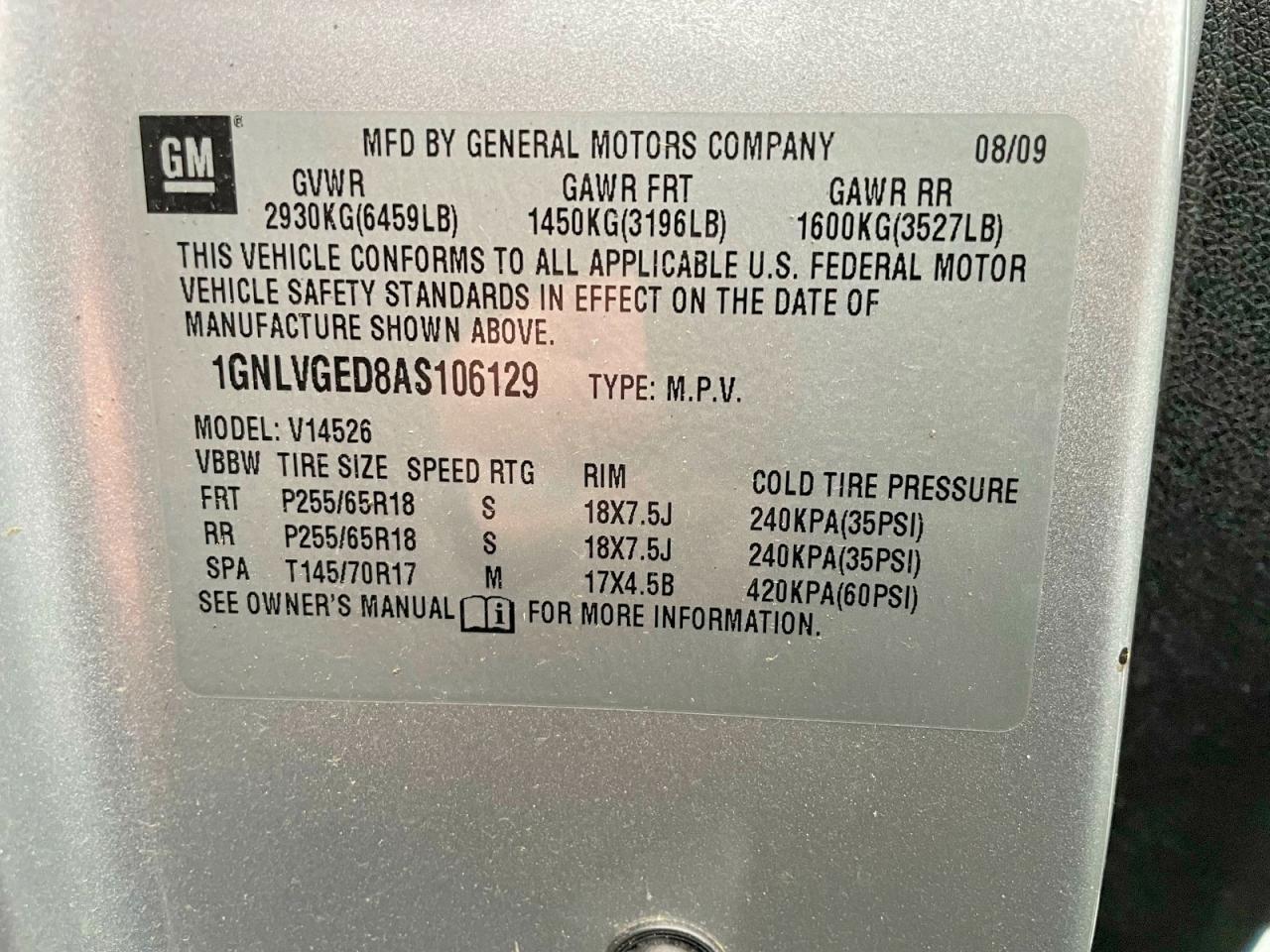 2010 CHEVROLET TRAVERSE