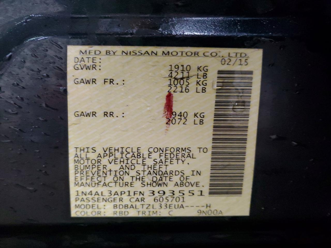 2015 NISSAN ALTIMA
