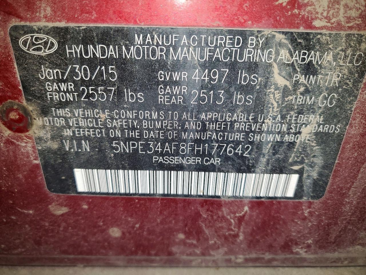 2015 HYUNDAI SONATA