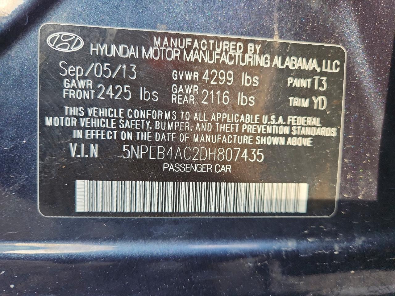 2013 HYUNDAI SONATA