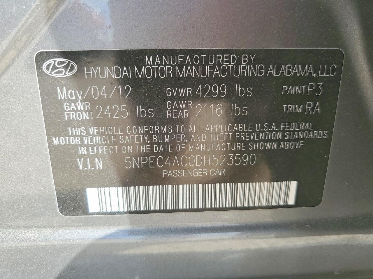 2013 HYUNDAI SONATA