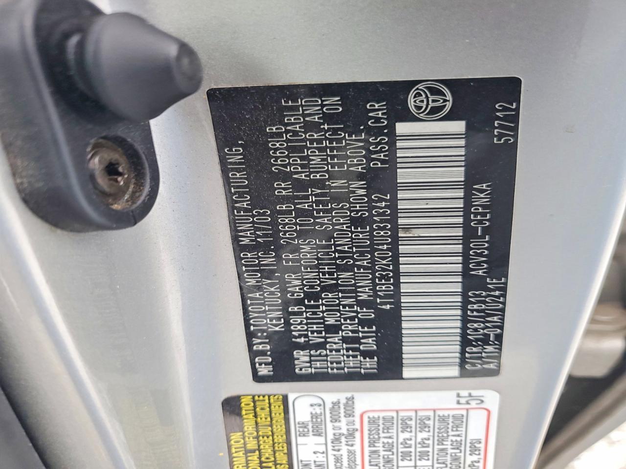 2004 TOYOTA CAMRY
