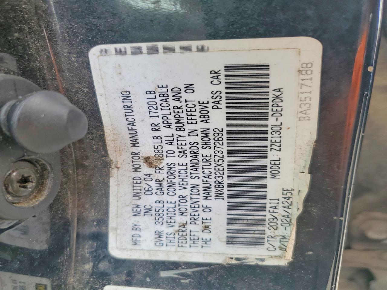 2005 TOYOTA COROLLA