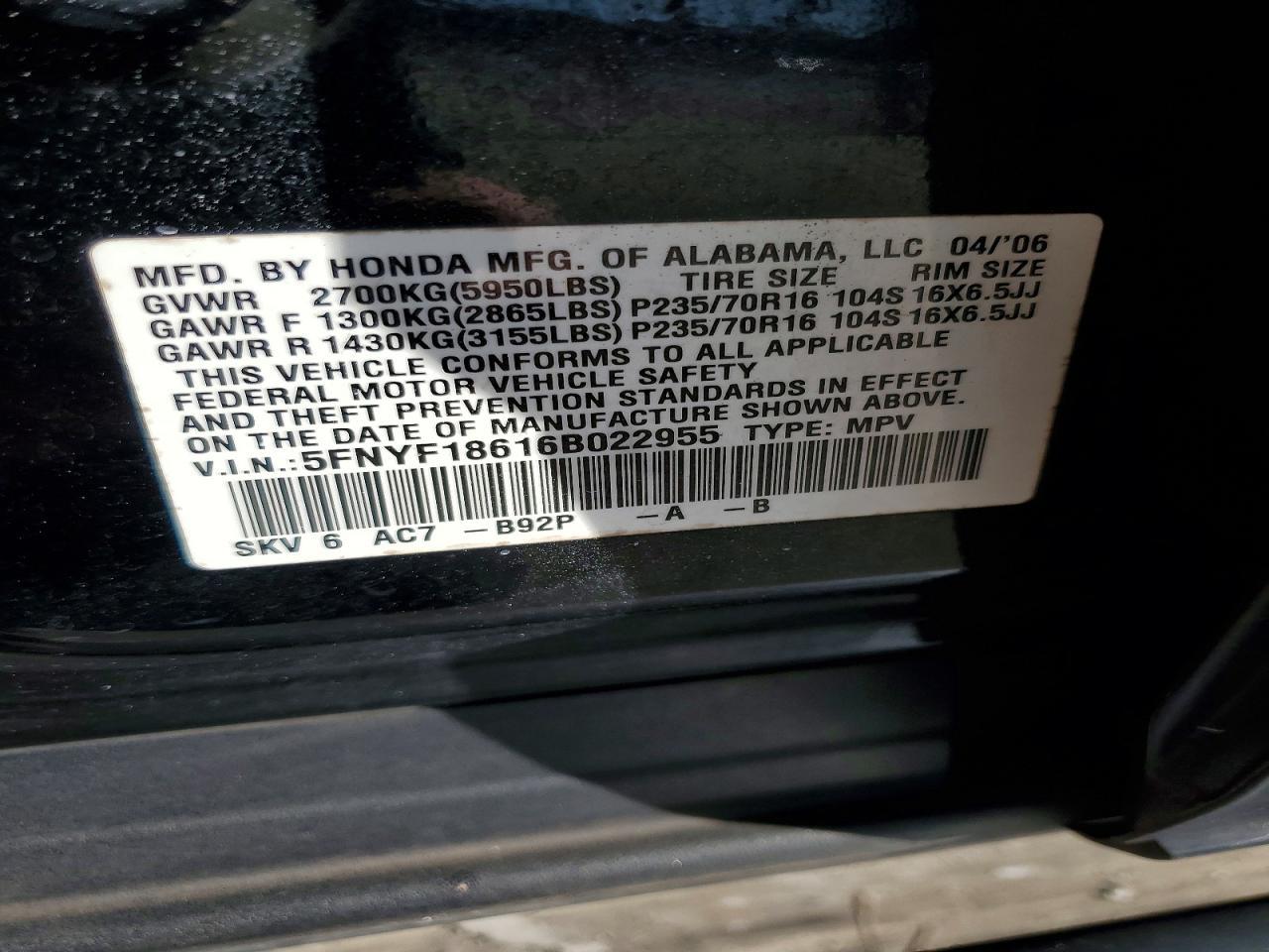 2006 HONDA PILOT
