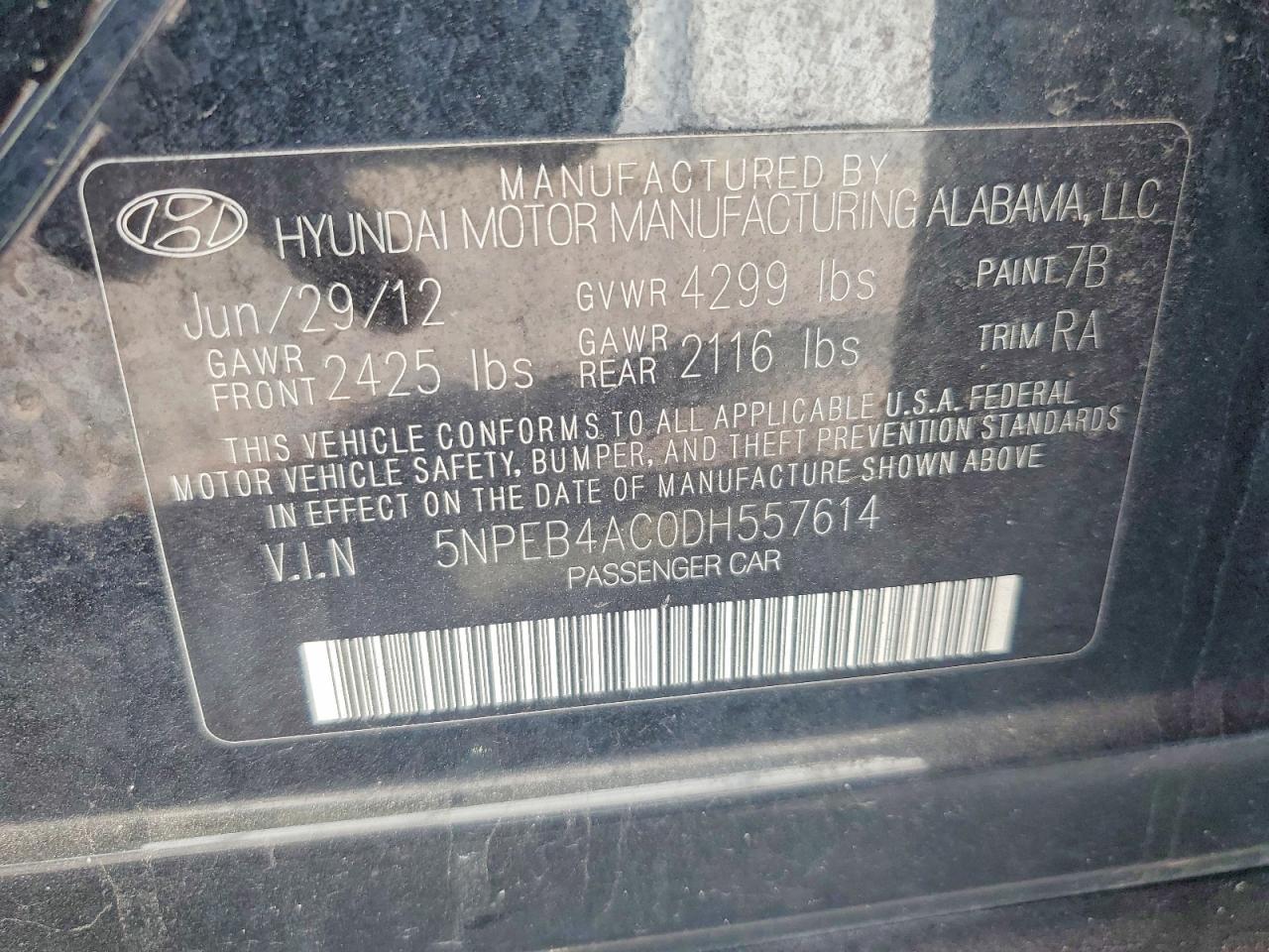 2013 HYUNDAI SONATA