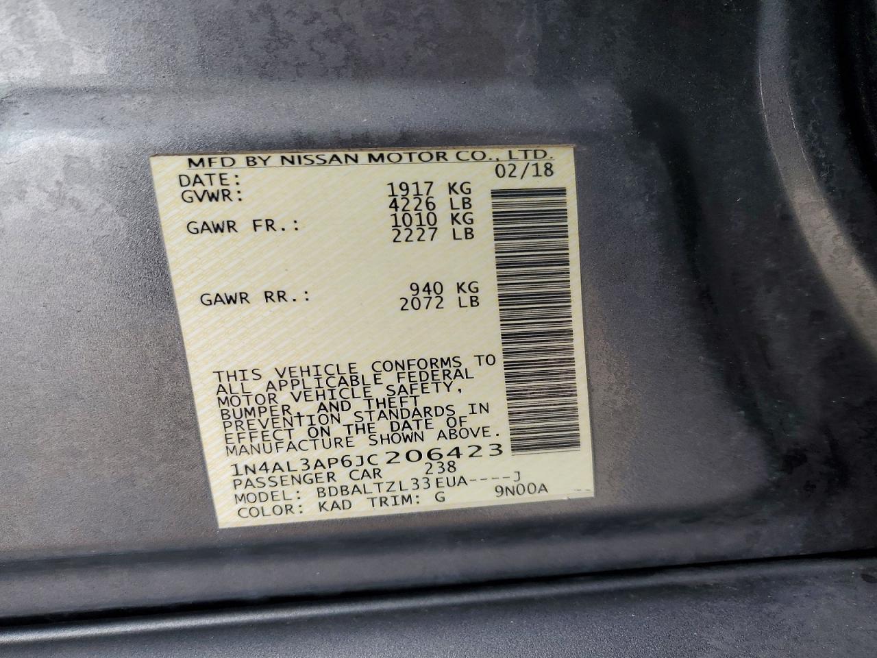 2018 NISSAN ALTIMA