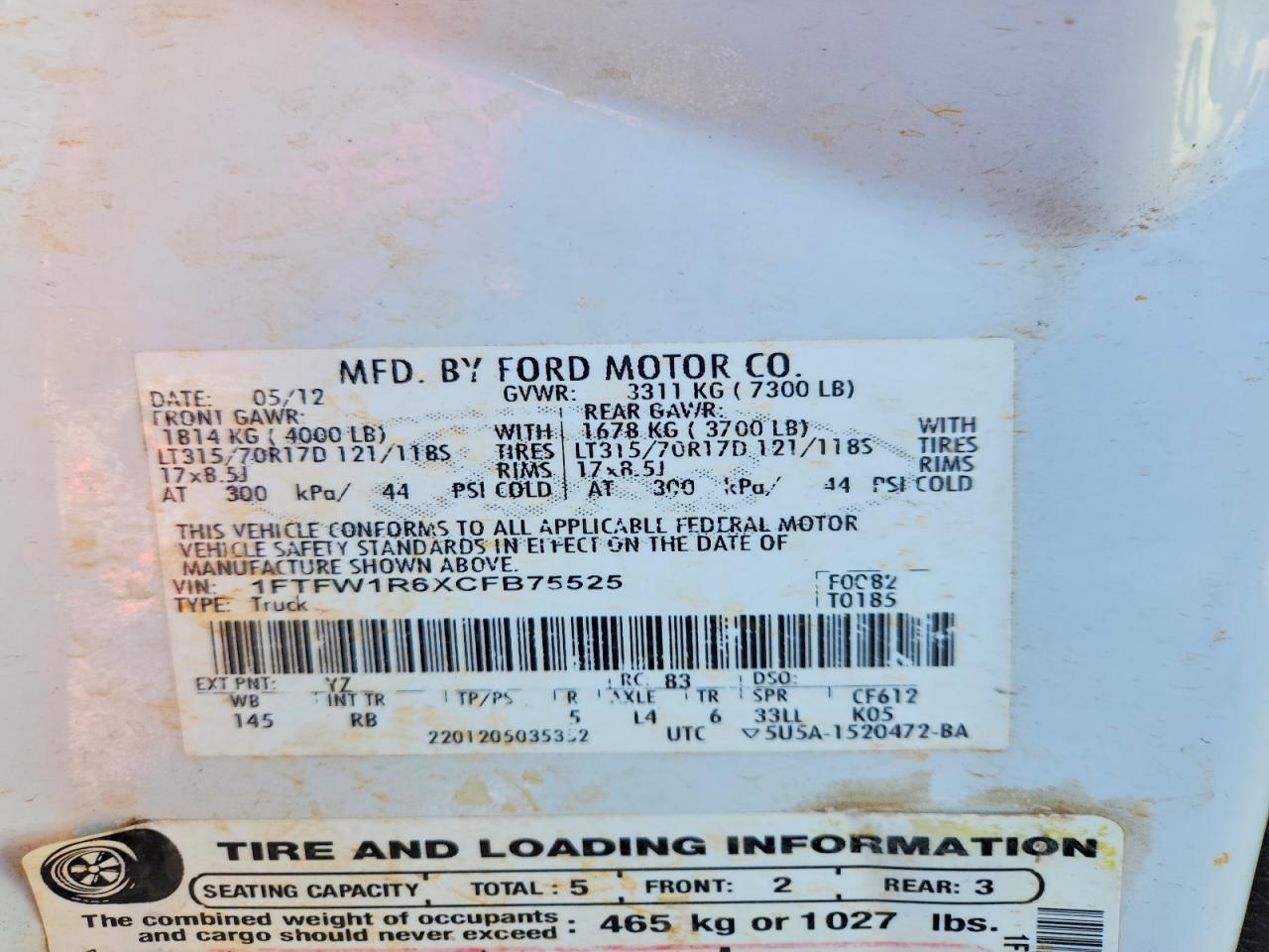 2012 FORD F-150