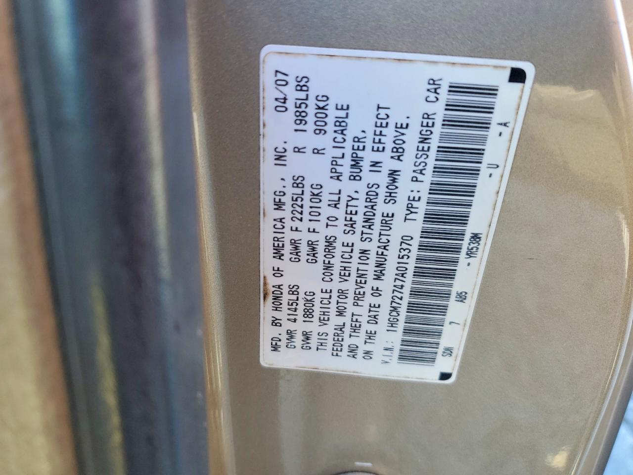 2007 HONDA ACCORD