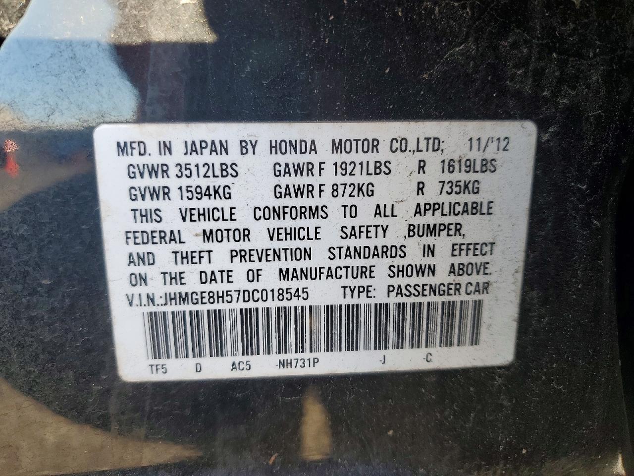 2013 HONDA FIT