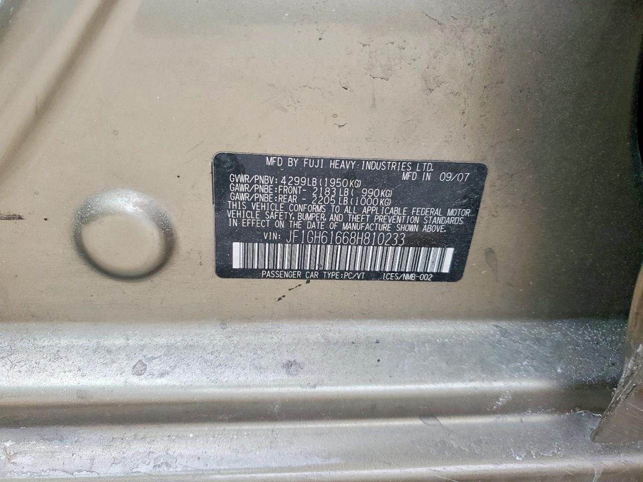 2008 SUBARU IMPREZA