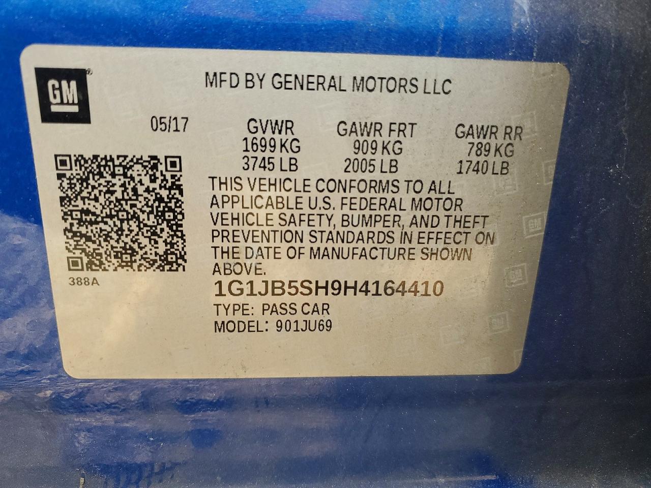 2017 CHEVROLET SONIC