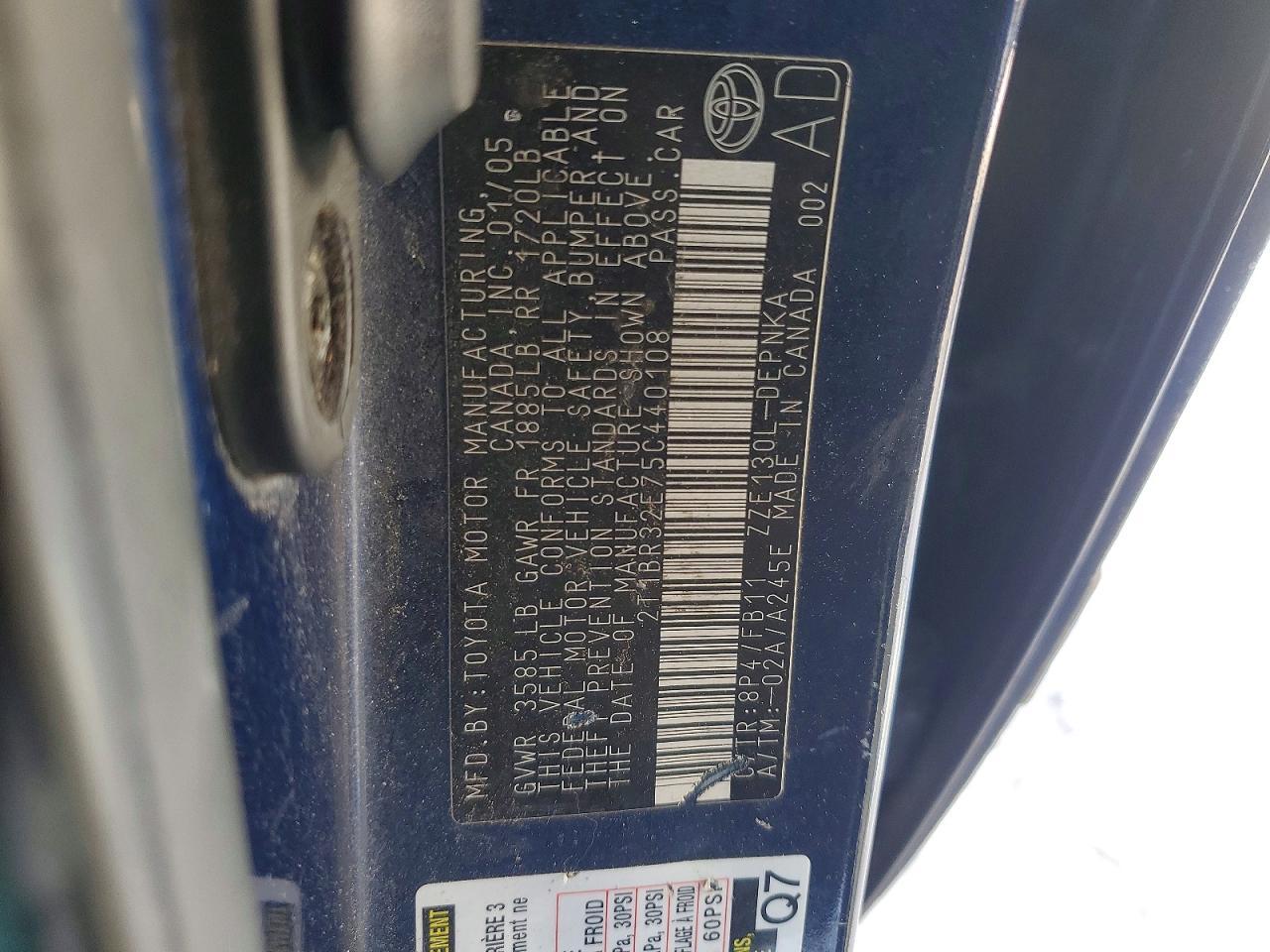 2005 TOYOTA COROLLA