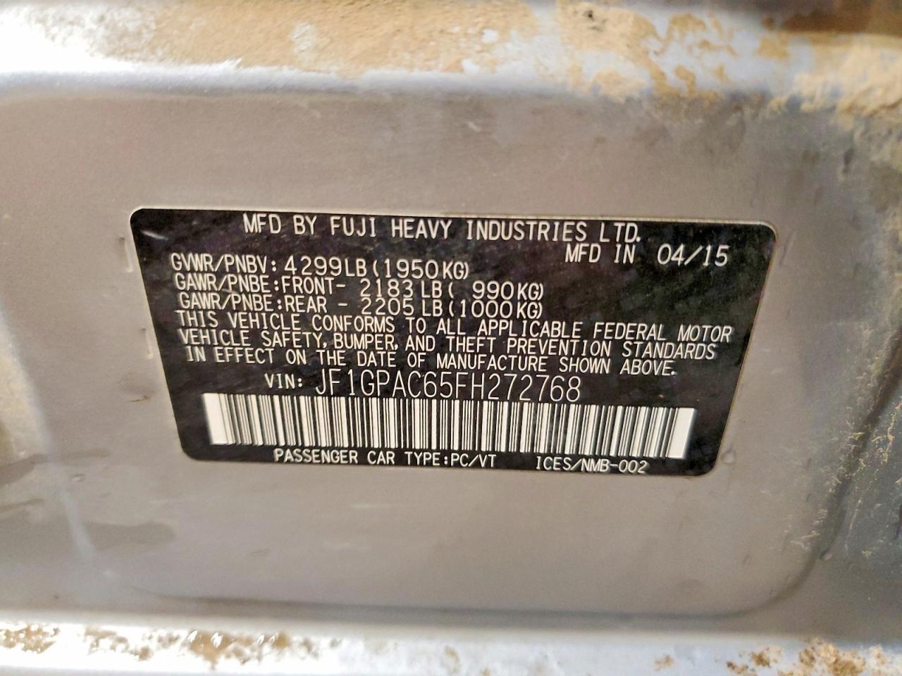 2015 SUBARU IMPREZA
