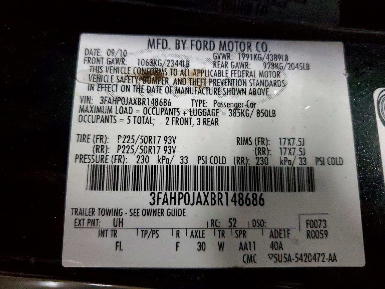 2011 FORD FUSION