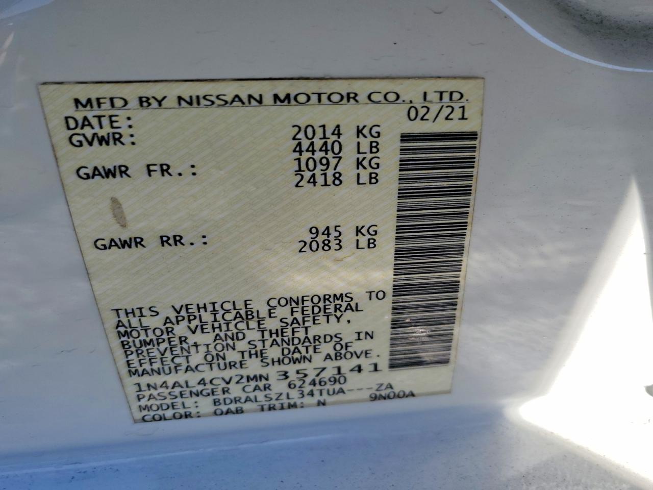 2021 NISSAN ALTIMA