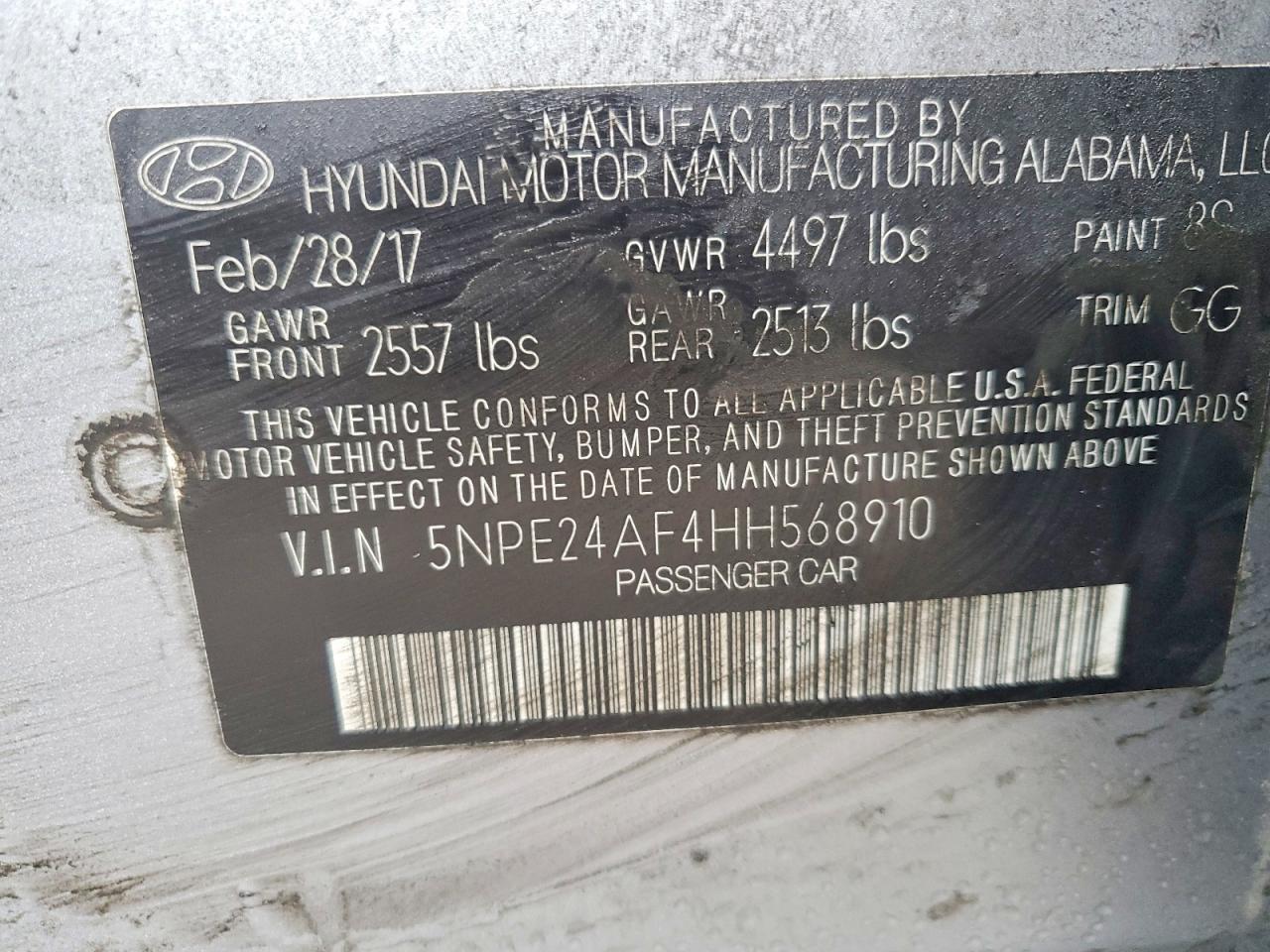 2017 HYUNDAI SONATA