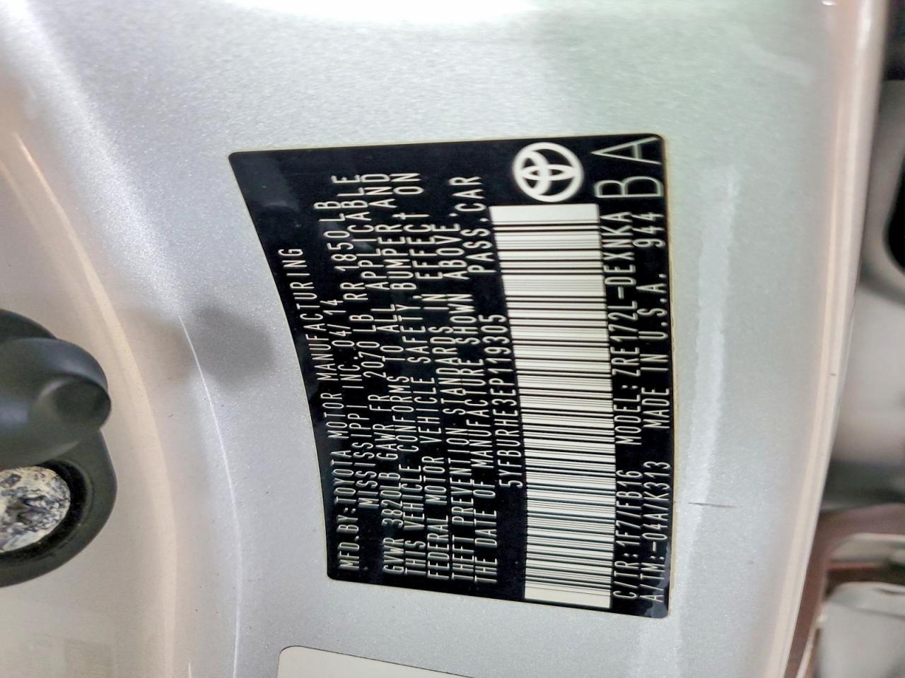 2014 TOYOTA COROLLA
