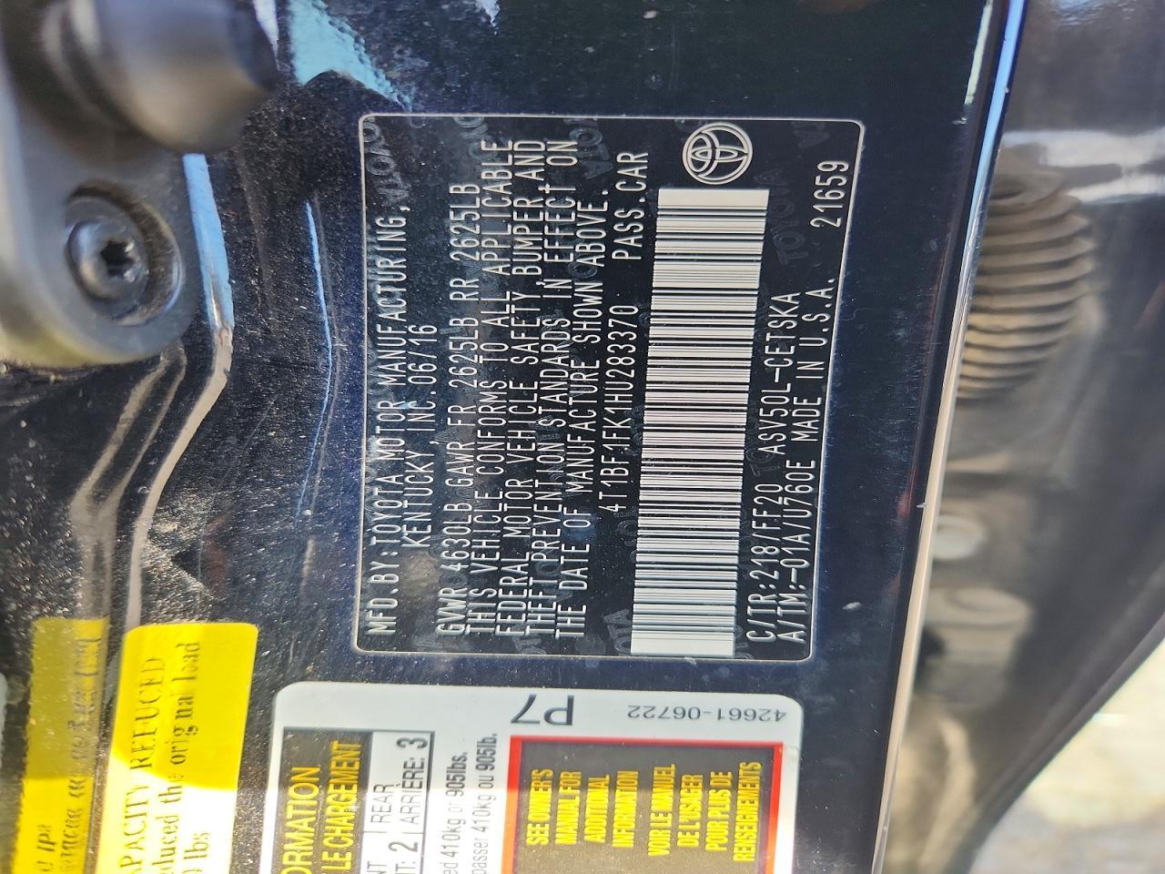 2017 TOYOTA CAMRY