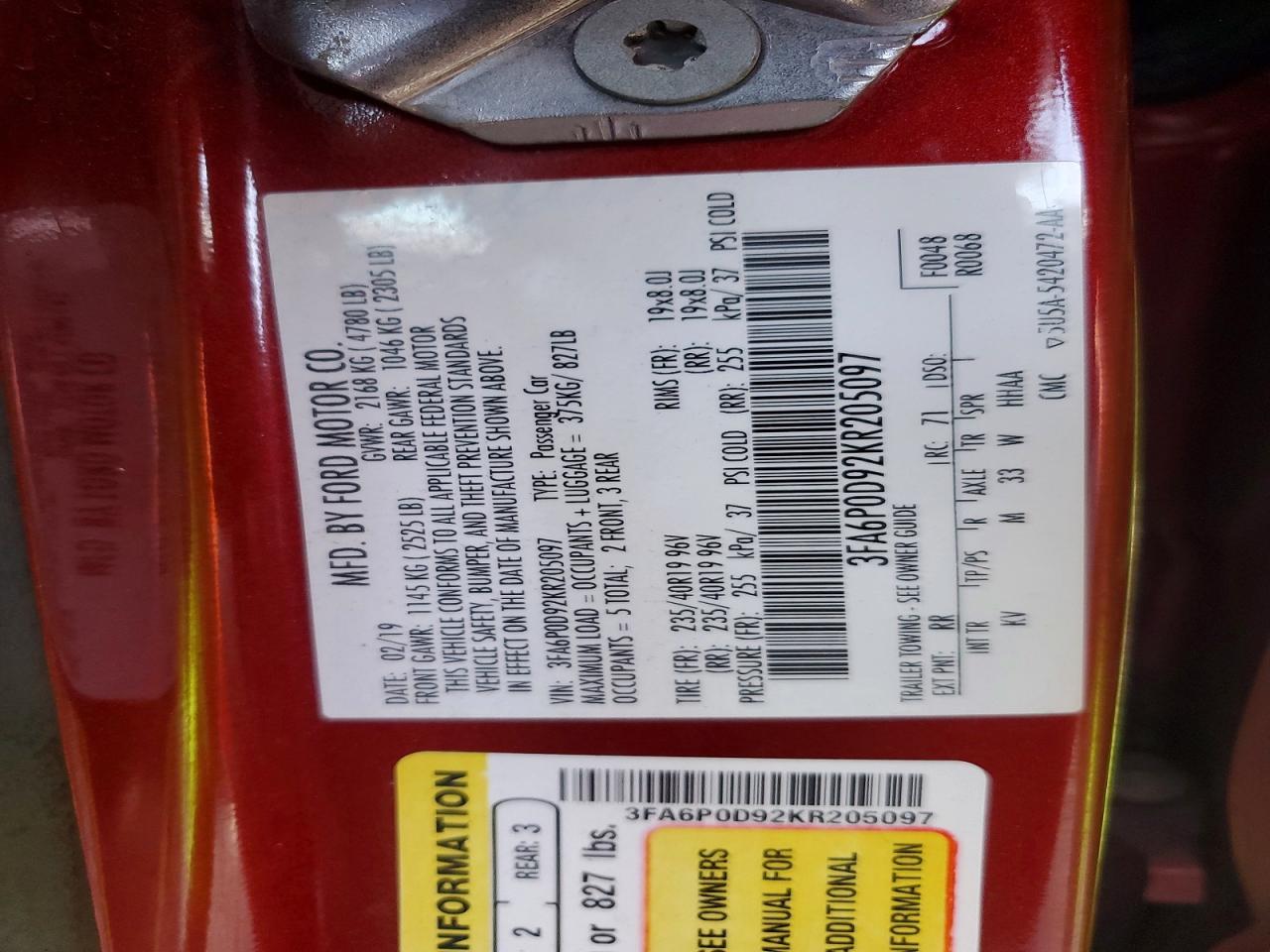 2019 FORD FUSION