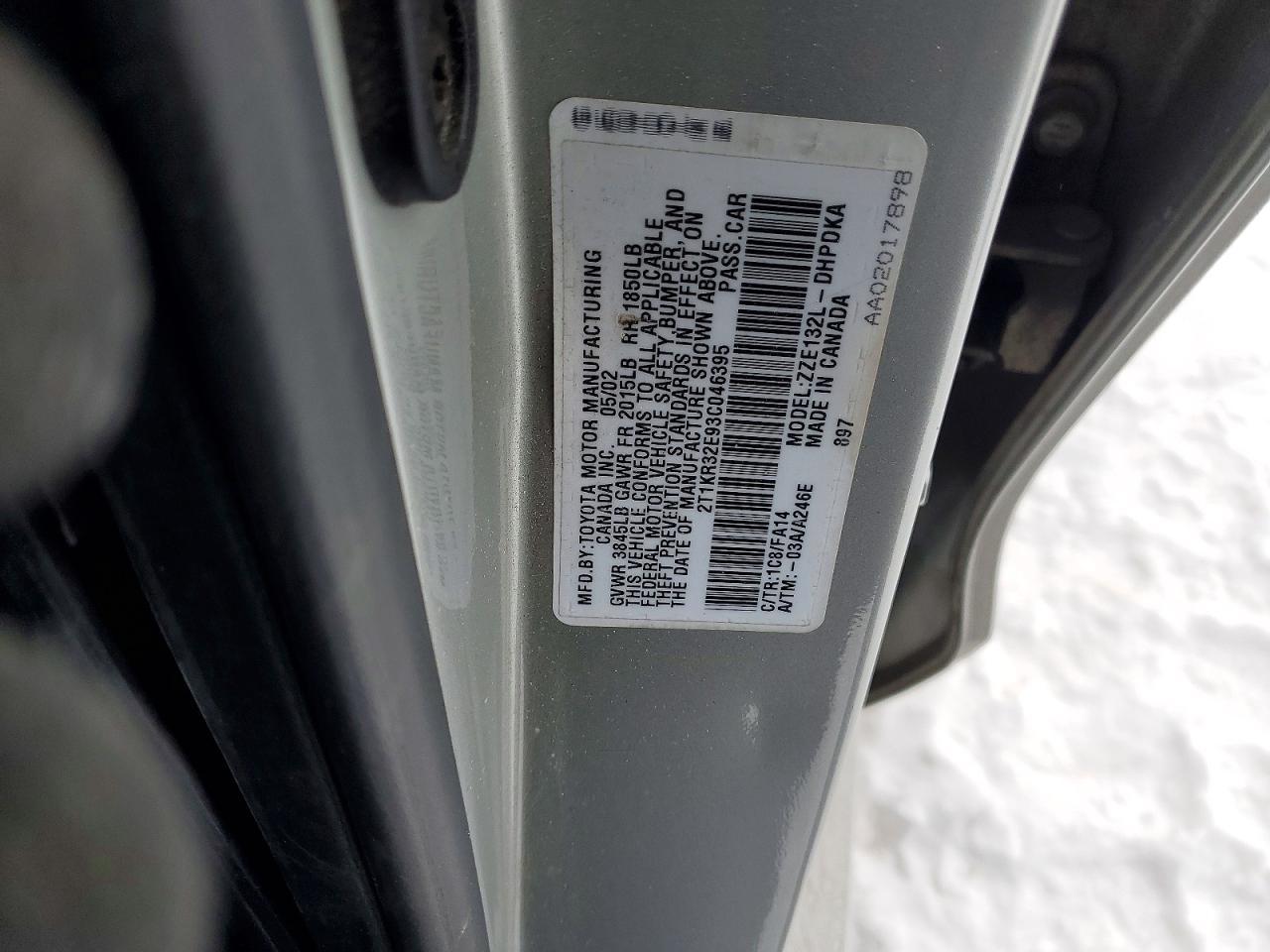 2003 TOYOTA COROLLA
