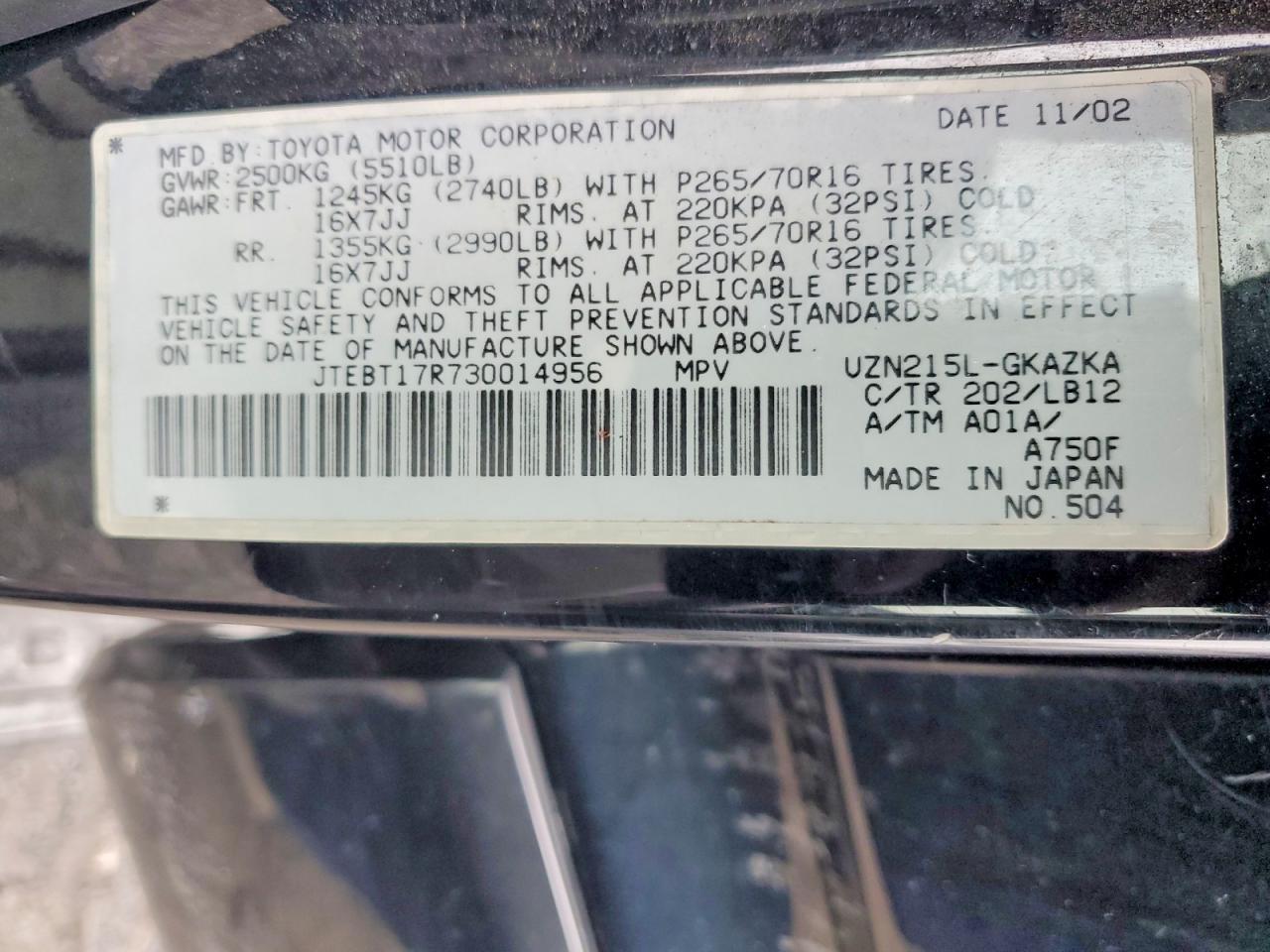 2003 TOYOTA 4Runner