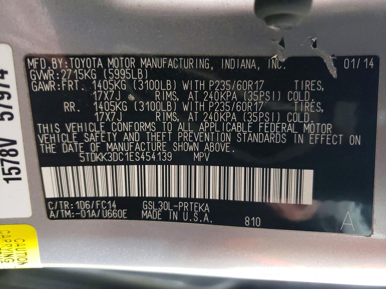 2014 TOYOTA SIENNA