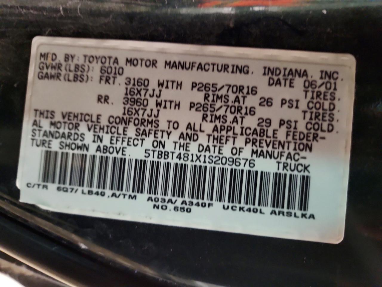 2001 TOYOTA TUNDRA