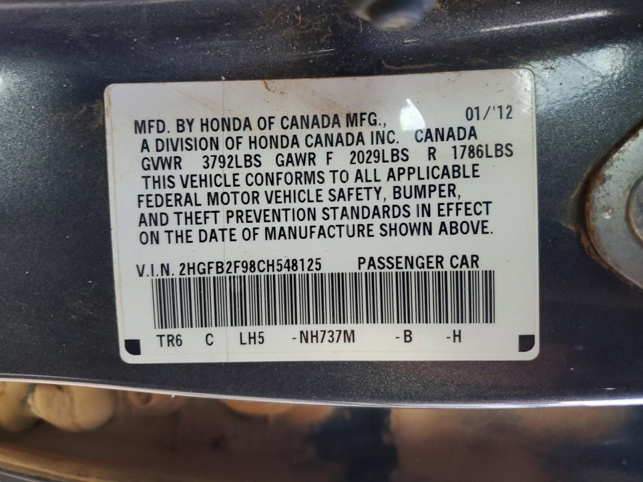 2012 HONDA CIVIC
