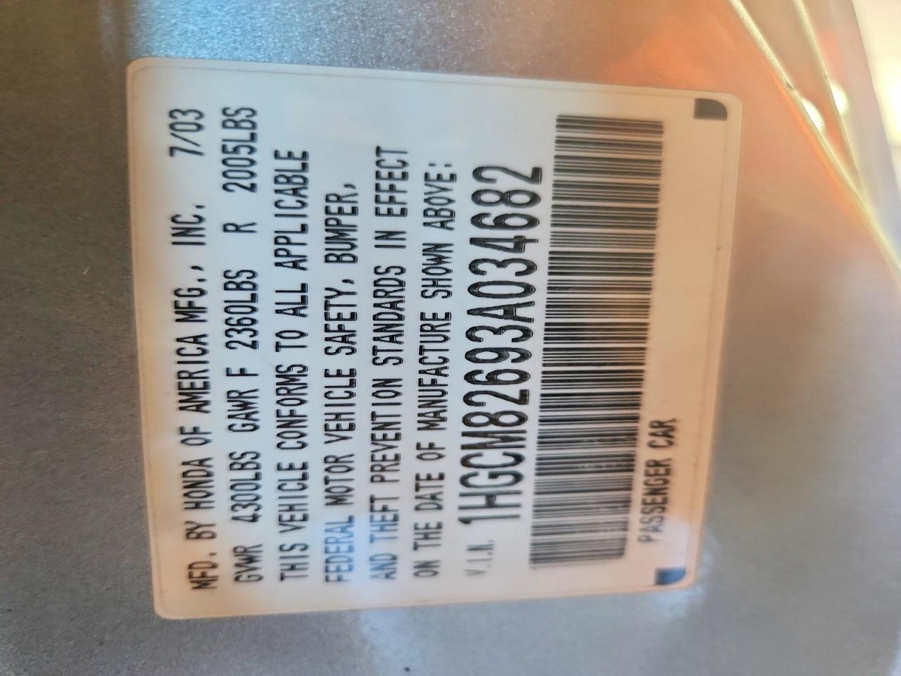 2003 HONDA ACCORD