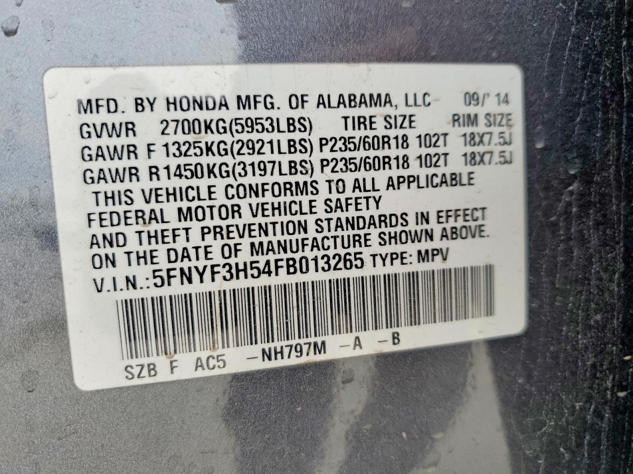 2015 HONDA PILOT