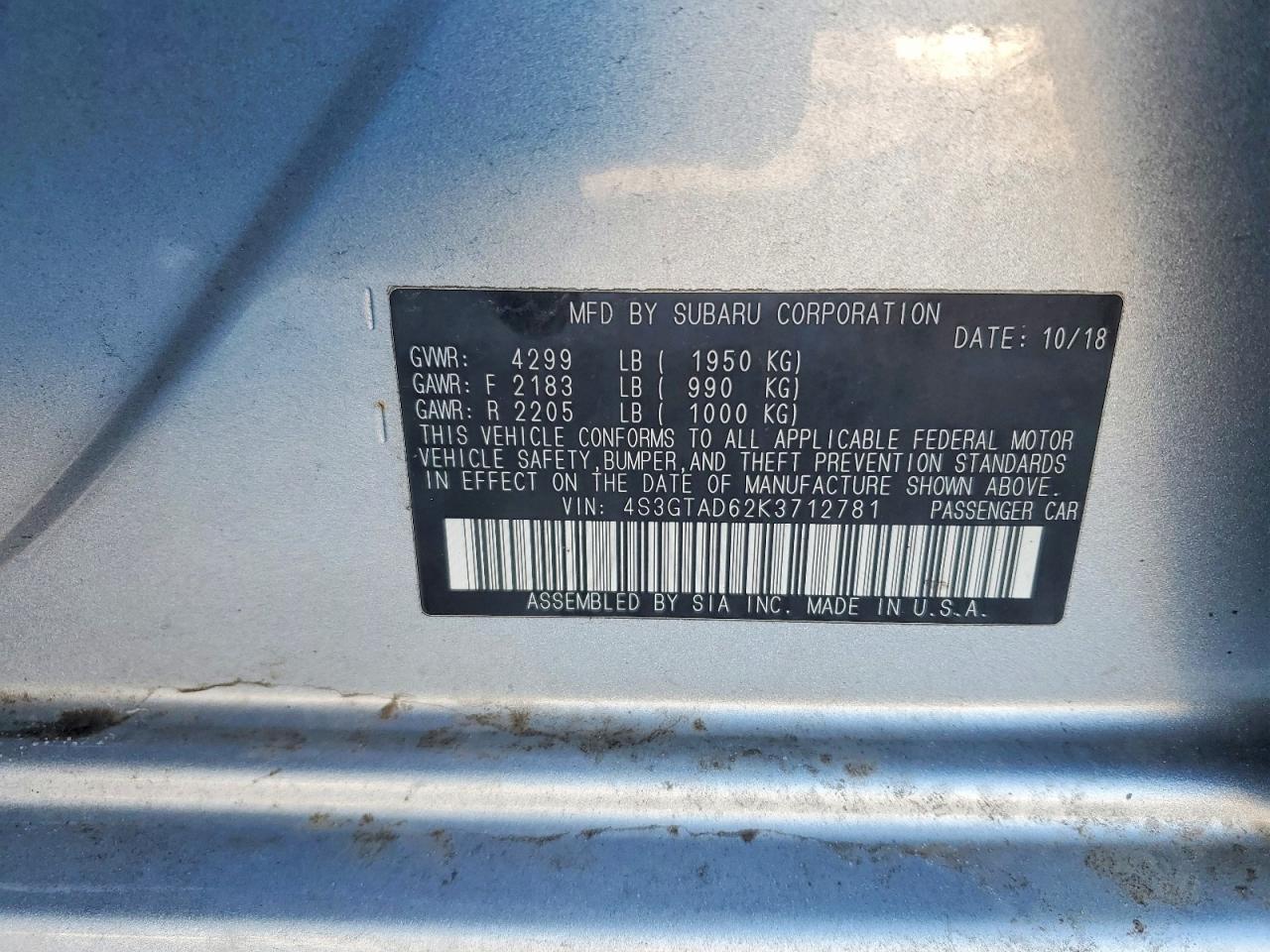 2019 SUBARU IMPREZA
