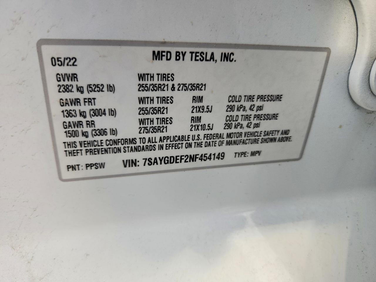 2022 TESLA MODEL Y