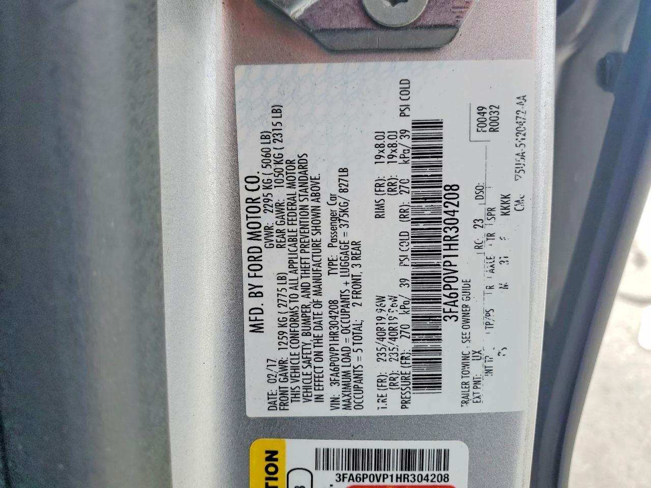 2017 FORD FUSION