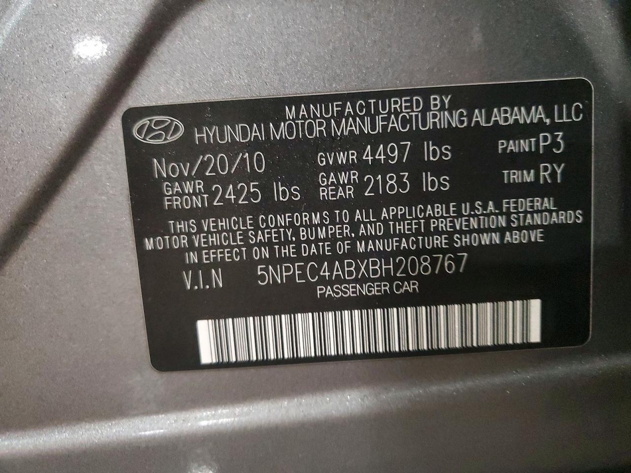 2011 HYUNDAI SONATA