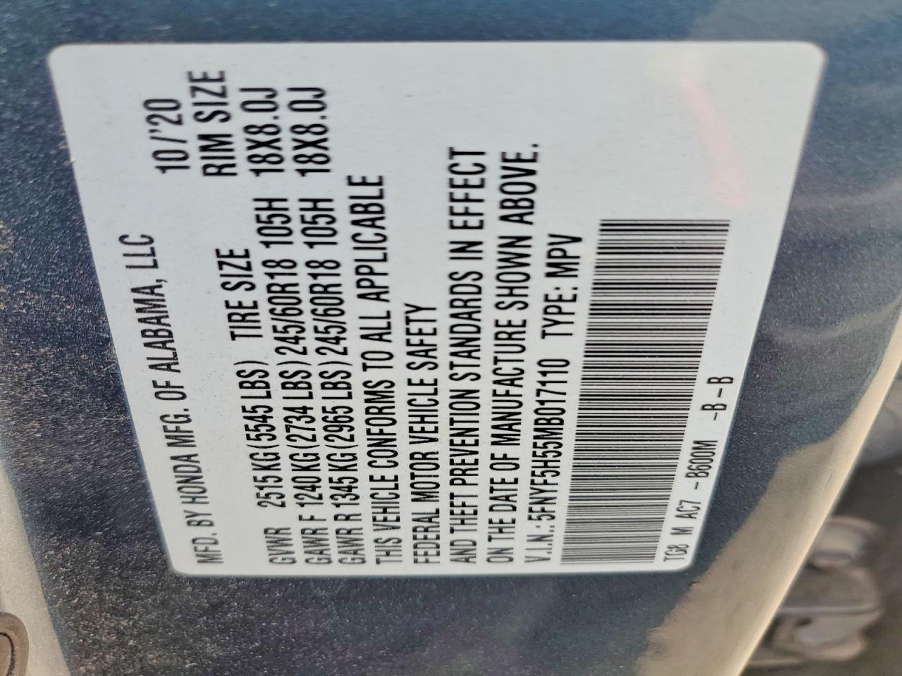 2021 HONDA PILOT