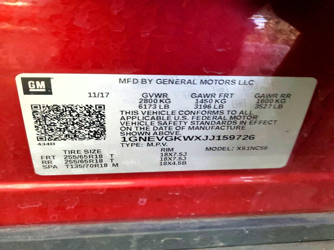 2018 CHEVROLET TRAVERSE