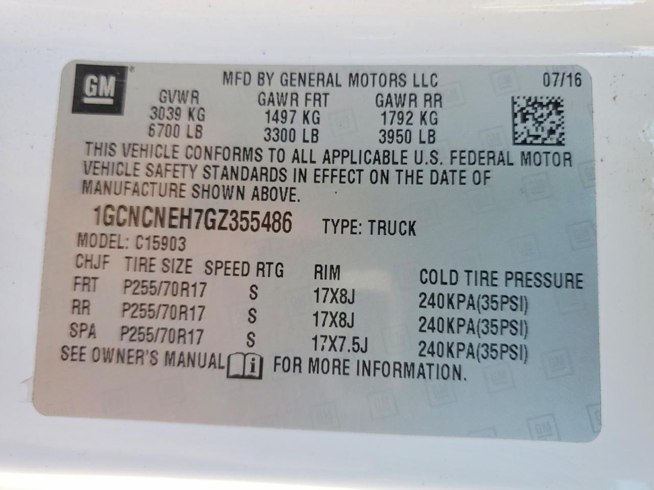 2016 CHEVROLET SILVERADO 1500