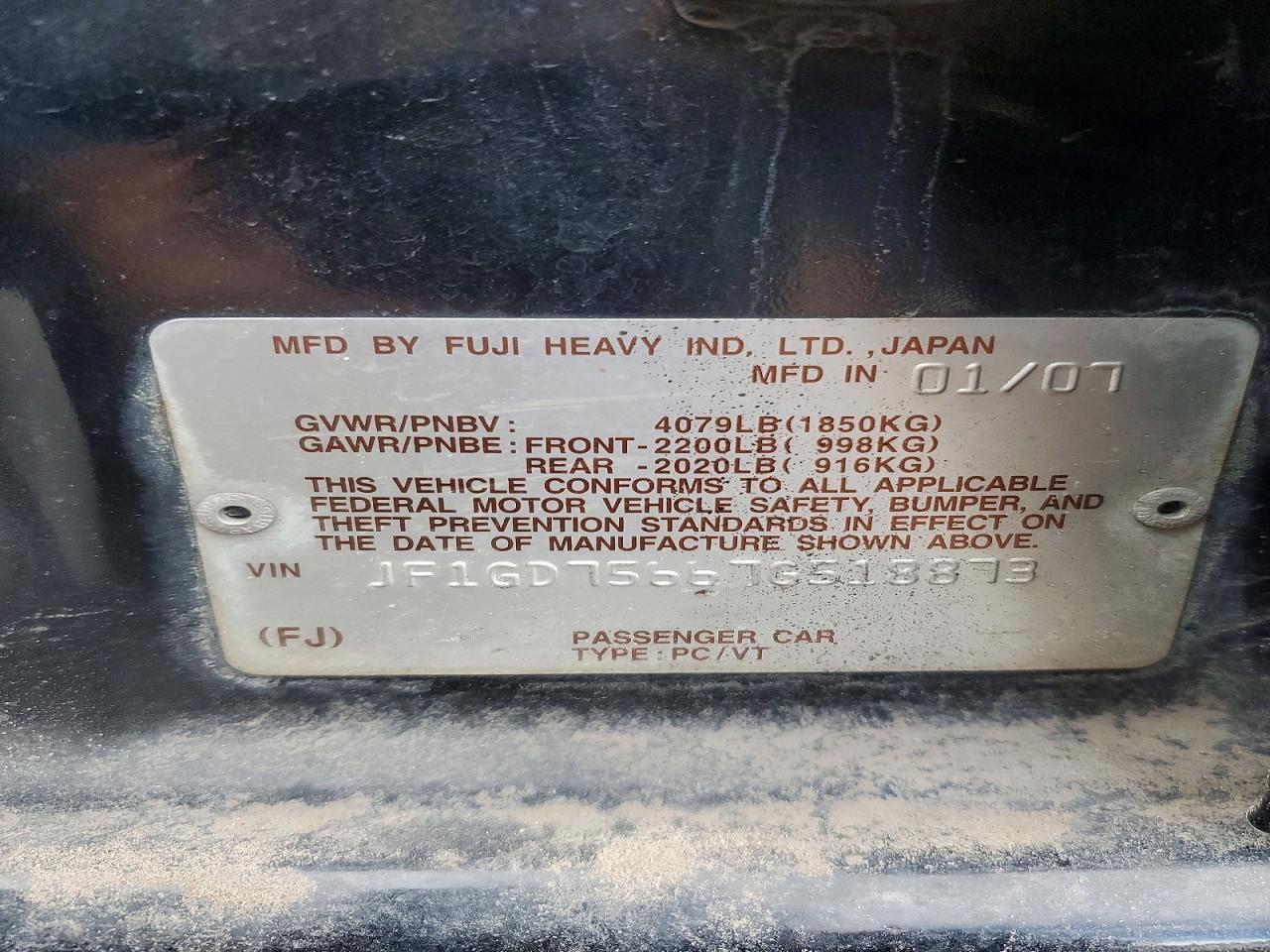 2007 SUBARU IMPREZA