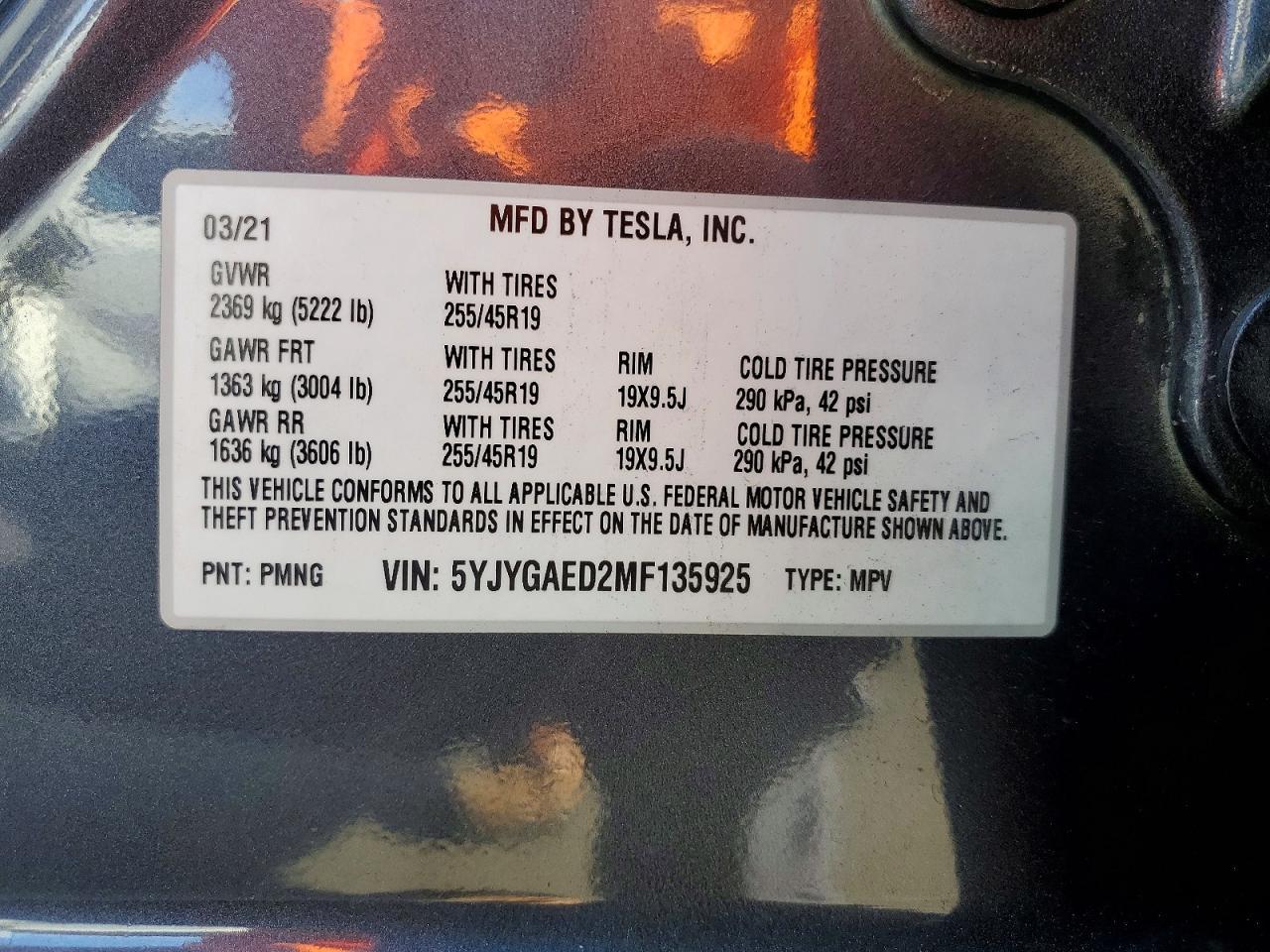 2021 TESLA MODEL Y