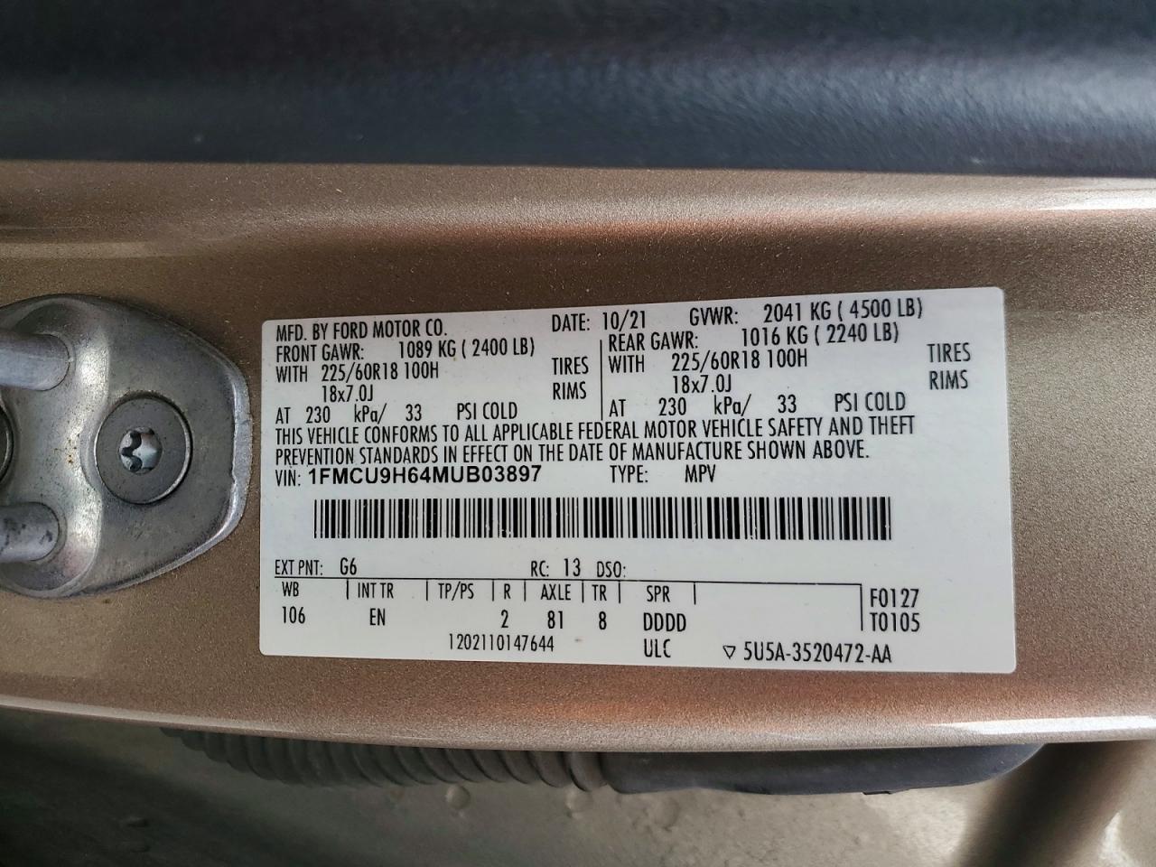 2021 FORD ESCAPE