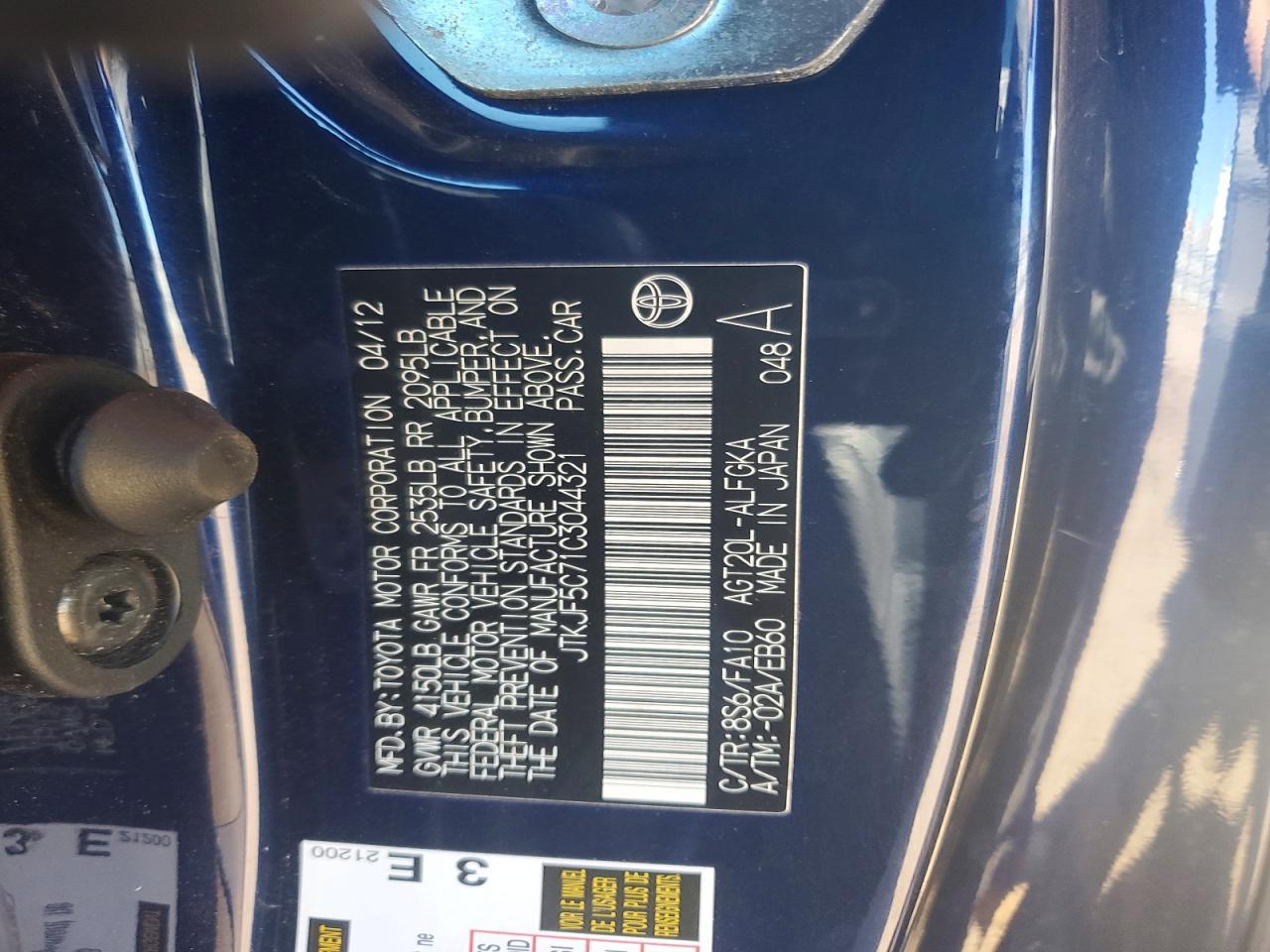 2012 TOYOTA SCION