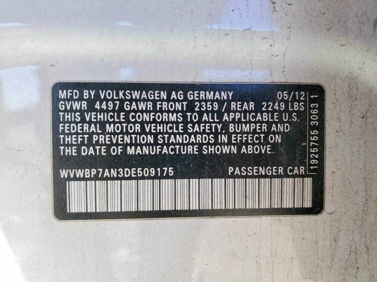 2013 VOLKSWAGEN CC