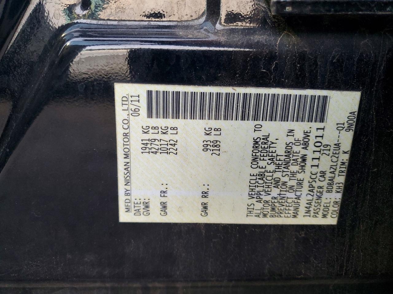 2012 NISSAN ALTIMA